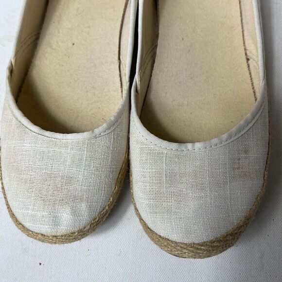 UGG Ivory linen ballet espadrilles flats round toe with lace ribbons bow… - Picture 4 of 12